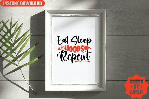 Eat Sleep Hoops Repeat Svg Design